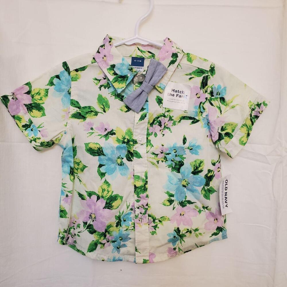 FLORAL BUTTON UP SHIRT W/ BOWTIE